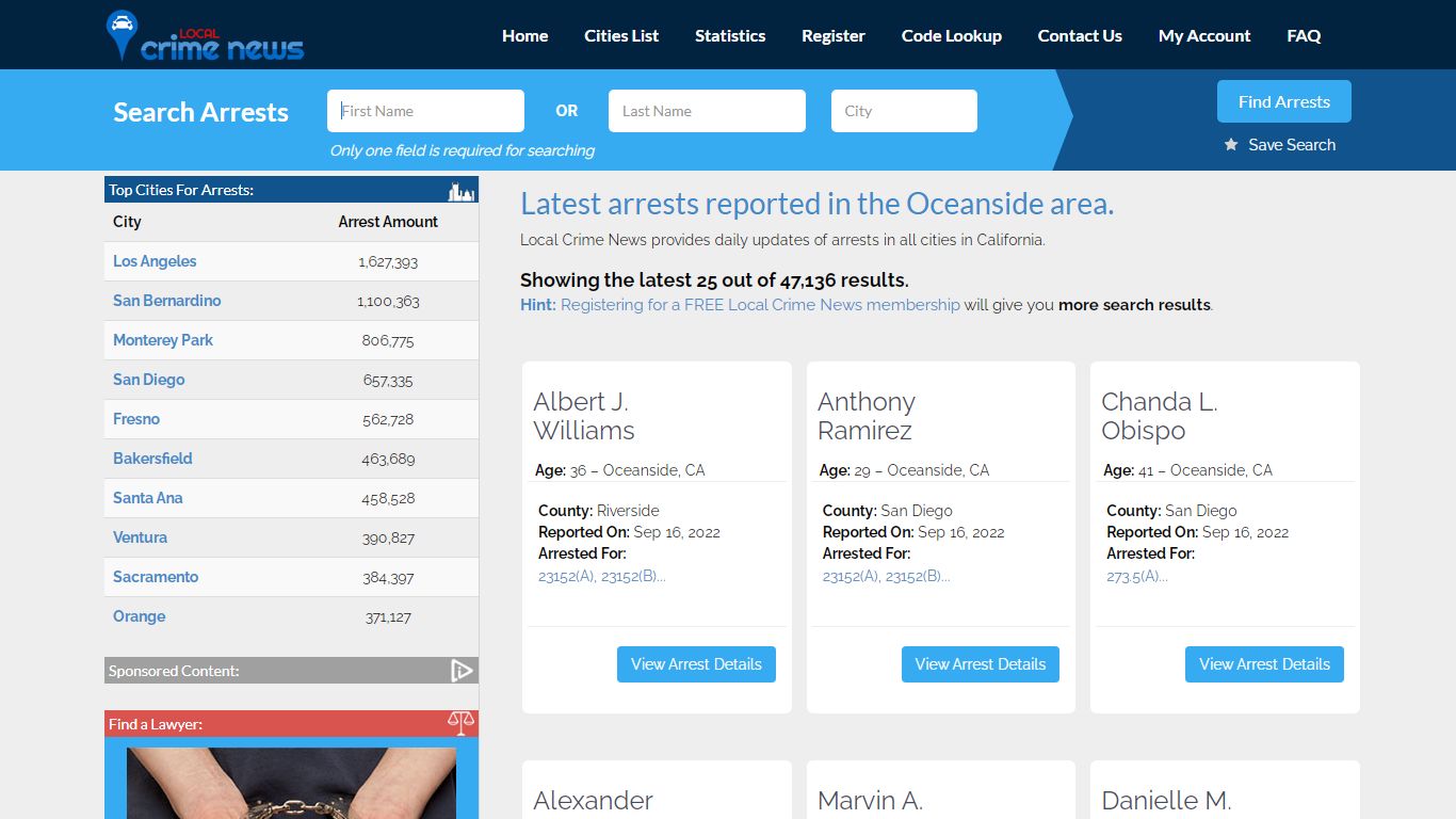 Oceanside California Arrest Records | Local Crime News