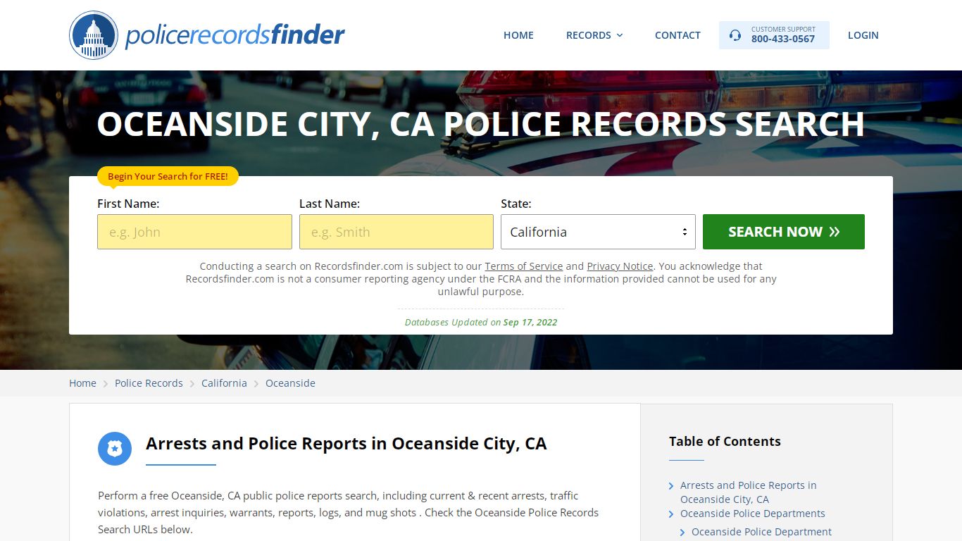 OCEANSIDE CITY, CA POLICE RECORDS SEARCH - RecordsFinder