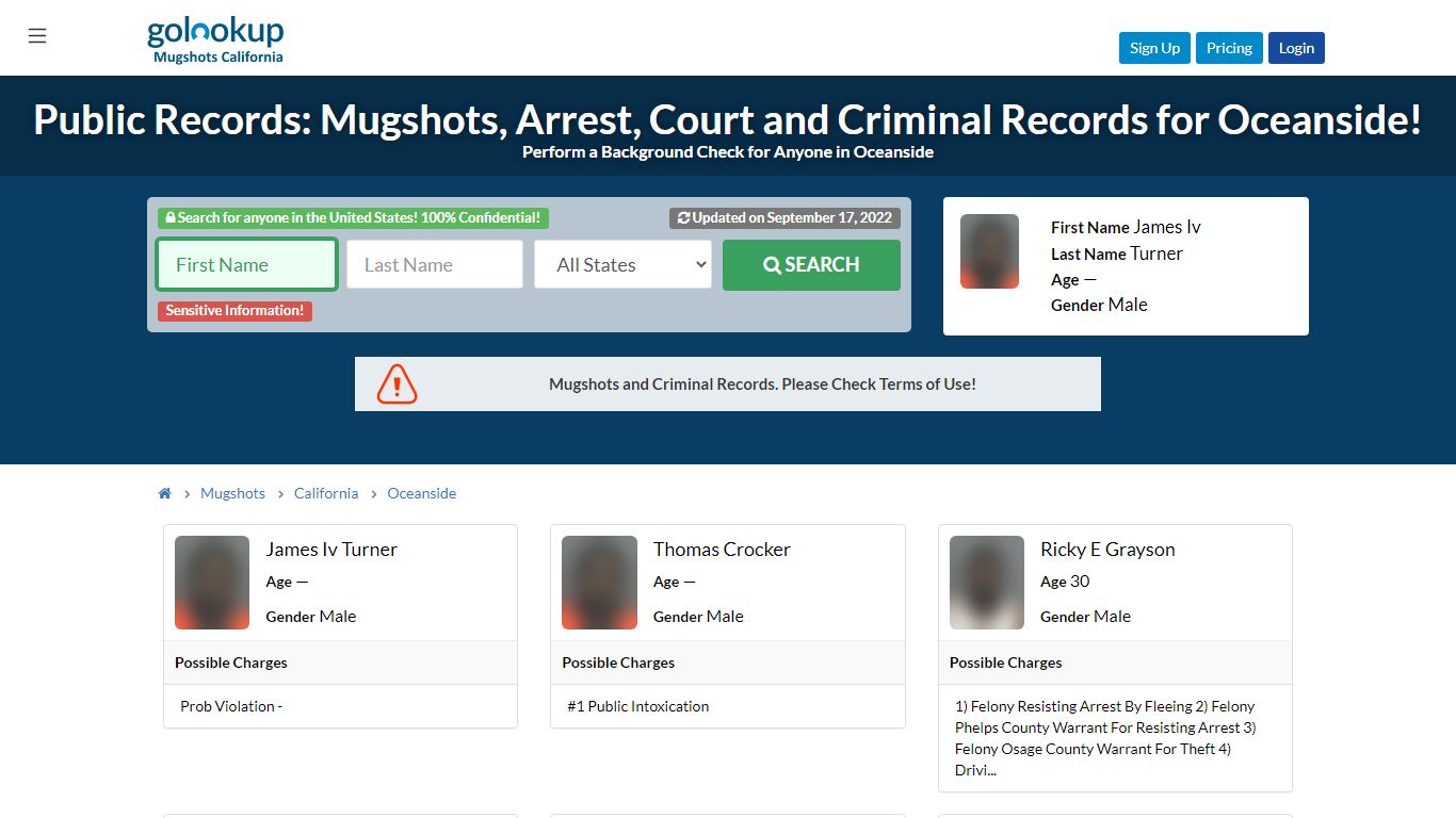 Mugshots Oceanside, Arrest Records Oceanside - GoLookUp